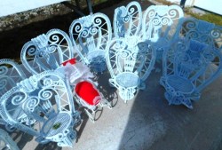 white wire chairs b